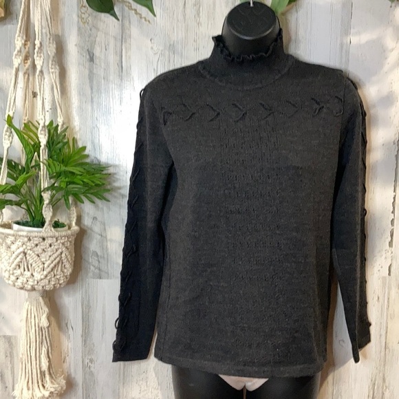 Hardy Amies Collection Gray Mock-neck Sweater Academia - Picture 2 of 11